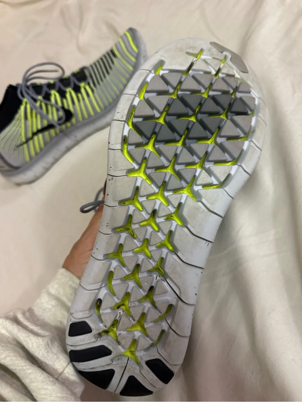 Nike Flyknit Running Shoes - Black & Neon Yellow
